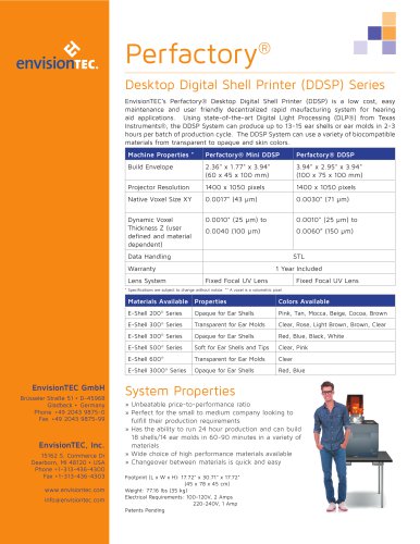 Perfactory® Desktop Digital Shell Printer (DDSP)