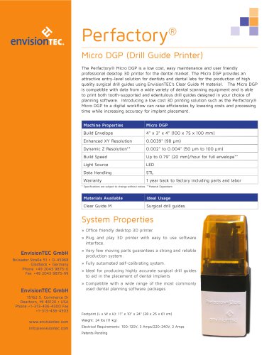 Perfactory® Micro DGP (Drill Guide Printer)