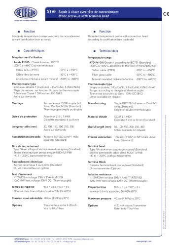 S1VF - Probe screw-in with terminal head