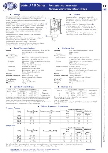 U Serie - Pressure and temperature switch