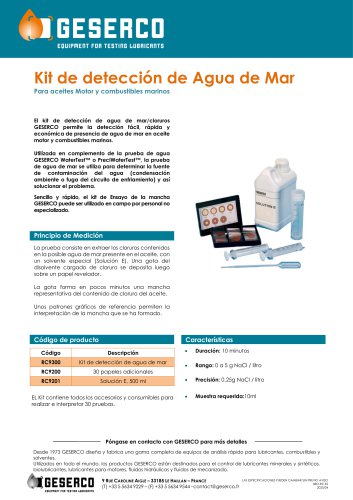 Kit de detección de Agua de Mar