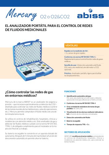 Mercury - analizador de gases portátil para el control de redes de fluidos médicos