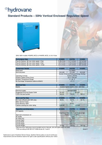 Standard Products ? 50Hz Vertical Enclosed Regulated Speed