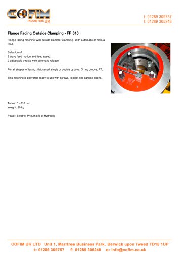 FF 610 Flange Facing Outside Clamping