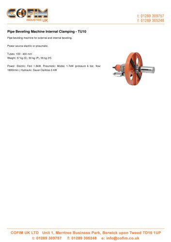 TU10 Pipe Beveling Machine Internal Clamping