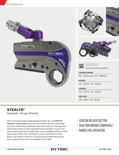 STEALTH Hydraulic Torque Wrench Cut Sheet