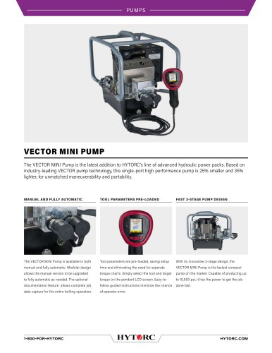 VECTOR MINI Electric Hydraulic Pump Cut Sheet