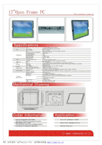 Amongo 15'' Open Frame Fanless touch screen industrial panel pc