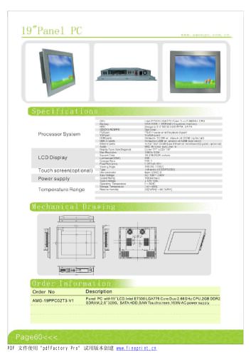 Amongo 19'' Fanless wide touch screen industrial panel pc