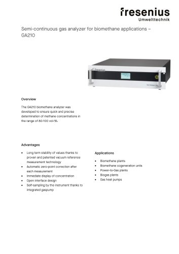 Data Sheet GA 210 Biomethane