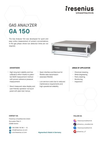 Gas Analyzer GA150 Data Sheet