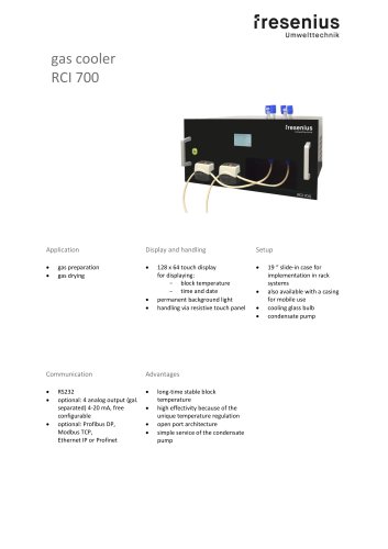 Gas Cooler RCI 700 Data Sheet