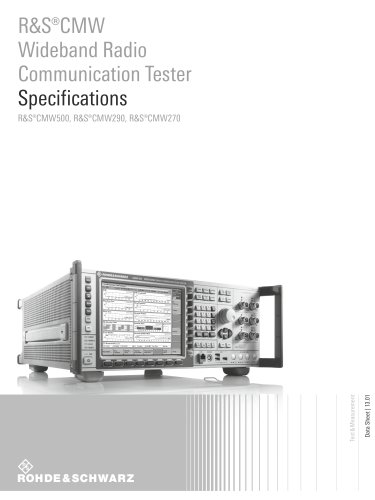 R&S®CMW Wideband Radio Communication Tester Specifications