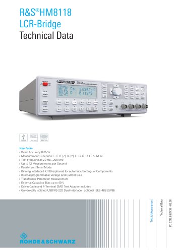 R&S®HM8118 LCR-Bridge