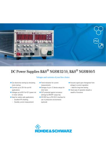 R&S®NGSM32/10, NGSM 60/5 Programmable DC Power Supply with arbitrary function