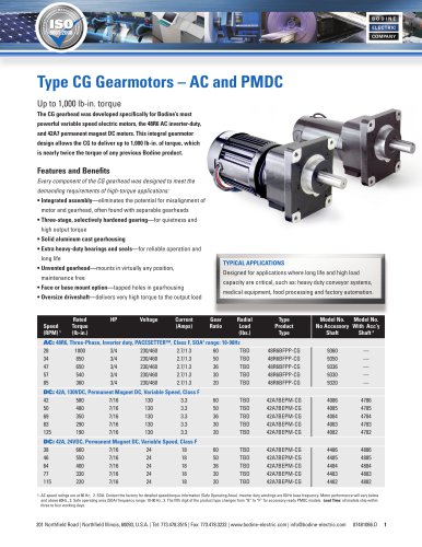 High-Torque Type CG, AC and PMDC Gearmotors