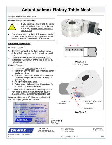 Adjust Velmex Rotary Table Mesh