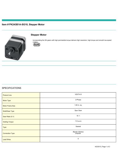 Item # PK243B1A-SG18, Stepper Motor