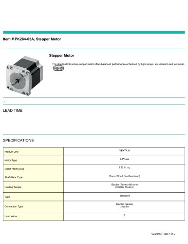 Item # PK264-03A, Stepper Motor