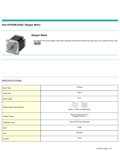 Item # PK296-03AA, Stepper Motor