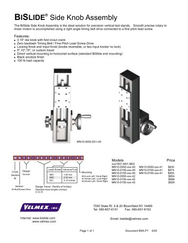 Manual stage with side knob control