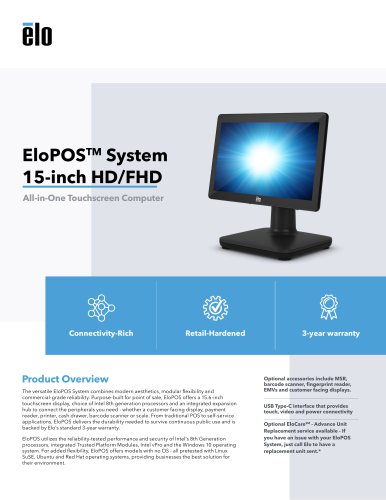 EloPOSTM System 15-inch HD/FHD