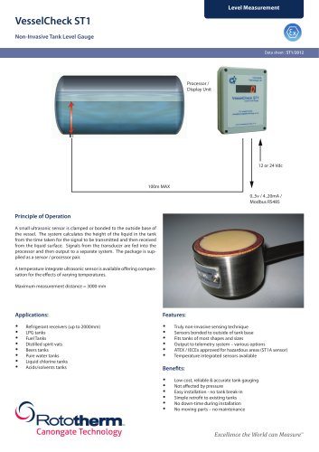 VesselCheck ST1 Non-Invasive Tank Level Gauge