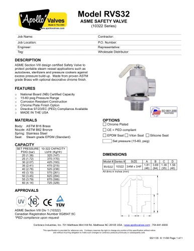 ASME SAFETY VALVE (10322 Series)