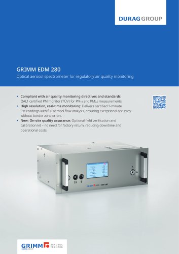 EDM 280 - QAL1 certified PM10 & PM 2.5 optical monitor for air quality monitoring