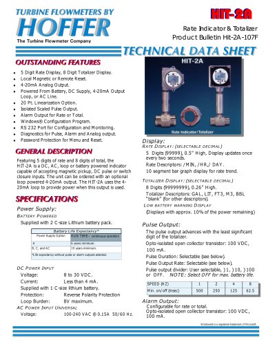 HIT-2A Rate Indicator Totalizer