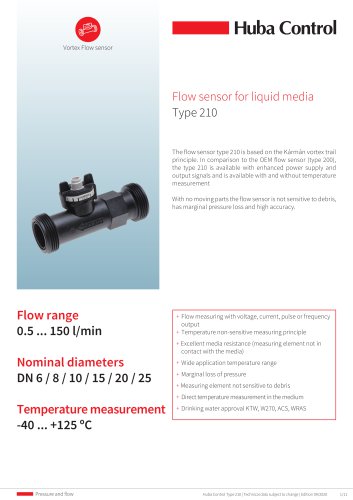 Flow sensor 210 0.5 ... 150 l/min