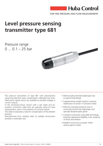 Level pressure sensing transmitter type 681