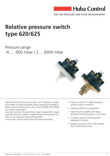 Mechanical Pressure Switch 620 2 … 220 mbar