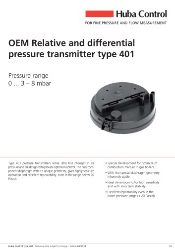 OEM Differential pressure transmitter 401 0 ... 3 - 8 mbar