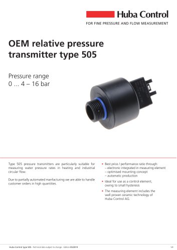 OEM Pressure sensor 505 0 ... 4 - 16 bar