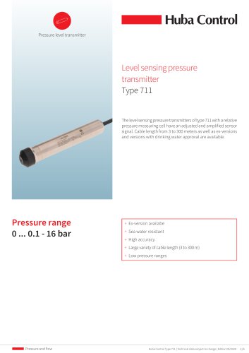 Pressure level transmitter 711 0 ... 0.1 - 16 bar