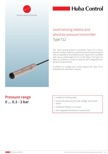 Pressure level transmitter 712