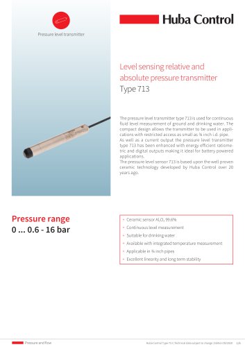 Pressure level transmitter 713 0 ... 0.6 - 16 bar