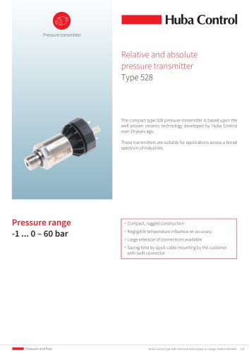 Pressure sensor 528 -1 ... 0 – 60 bar