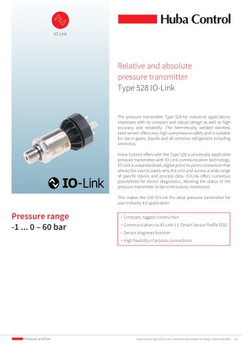 Pressure sensor 528 IO-Link -1 ... 0 - 60 bar