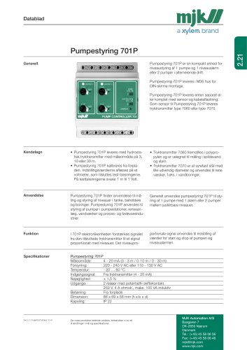 Pumpestyring_701P_Datasheet_1211