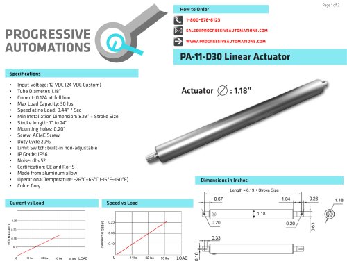 PA-11-D30 Mini Tube Linear Actuator