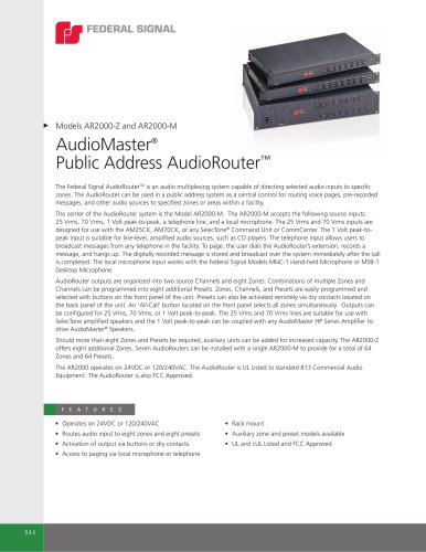 AudioMaster® Public Address AudioRouter™