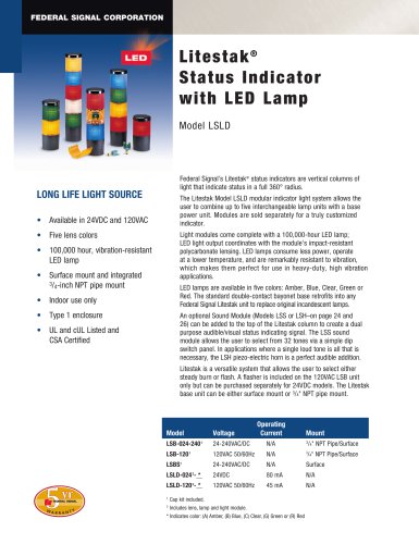 LSLD Litestak® Status Indicator with LED Lamp