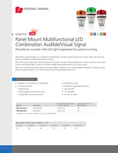 PMC Panel Mount Multifunctional LED Combination Audible/Visual Signal