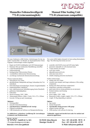 Manual Film Sealing Unit 772-D (cleanroom compatible)