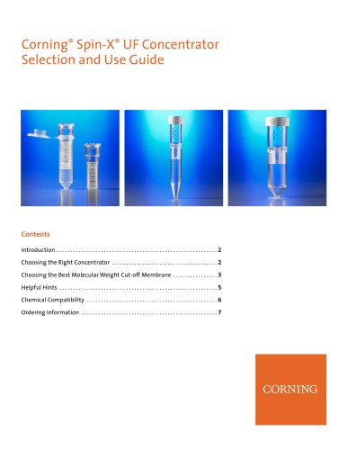 Corning® Spin-X® UF Concentrator Selection and Use Guide