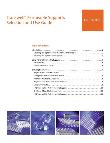 Transwell Permeable Supports Selection and Use Guide