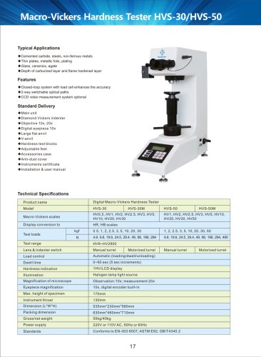 Macro-Vickers Hardness Tester HVS-30/50 series