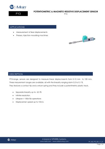 PY3 POTENTIOMETRIC & MAGNETO RESISTIVE DISPLACEMENT SENSOR